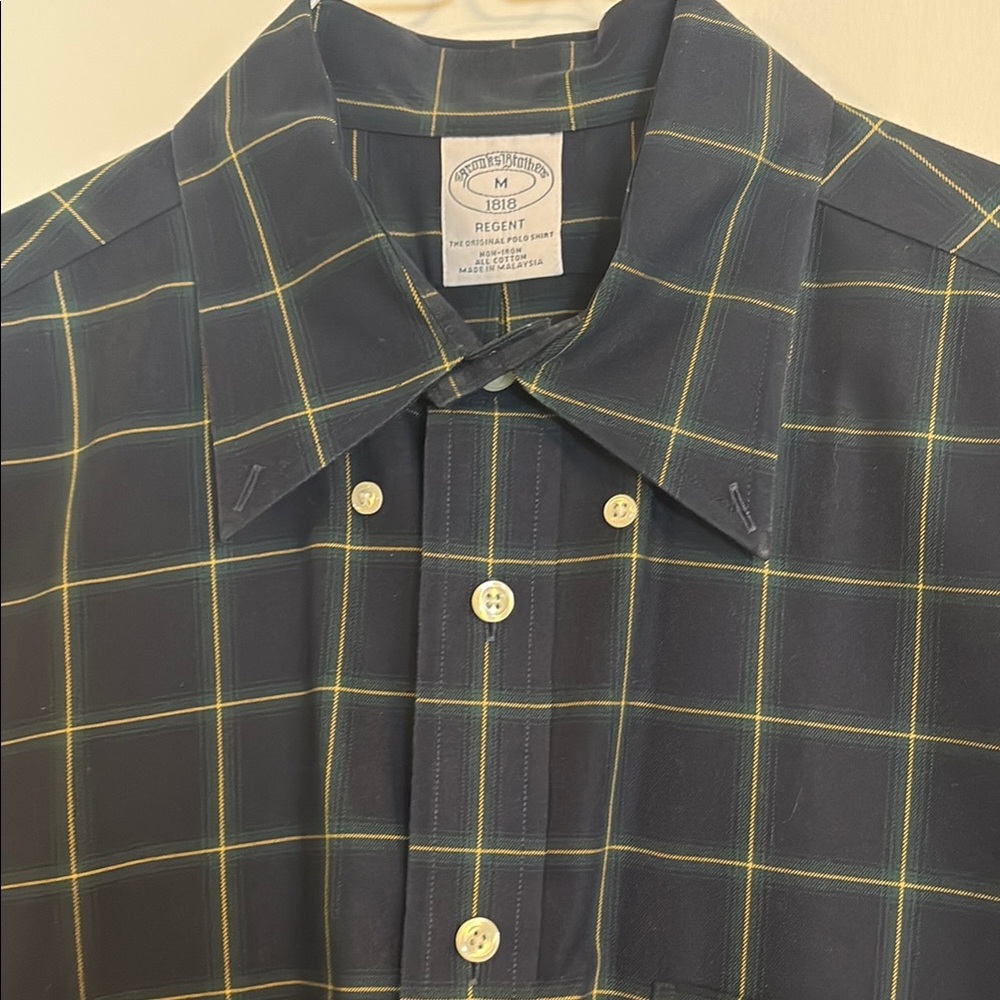 Brooks Brothers Blue and Yellow Casual Button Down Shirt